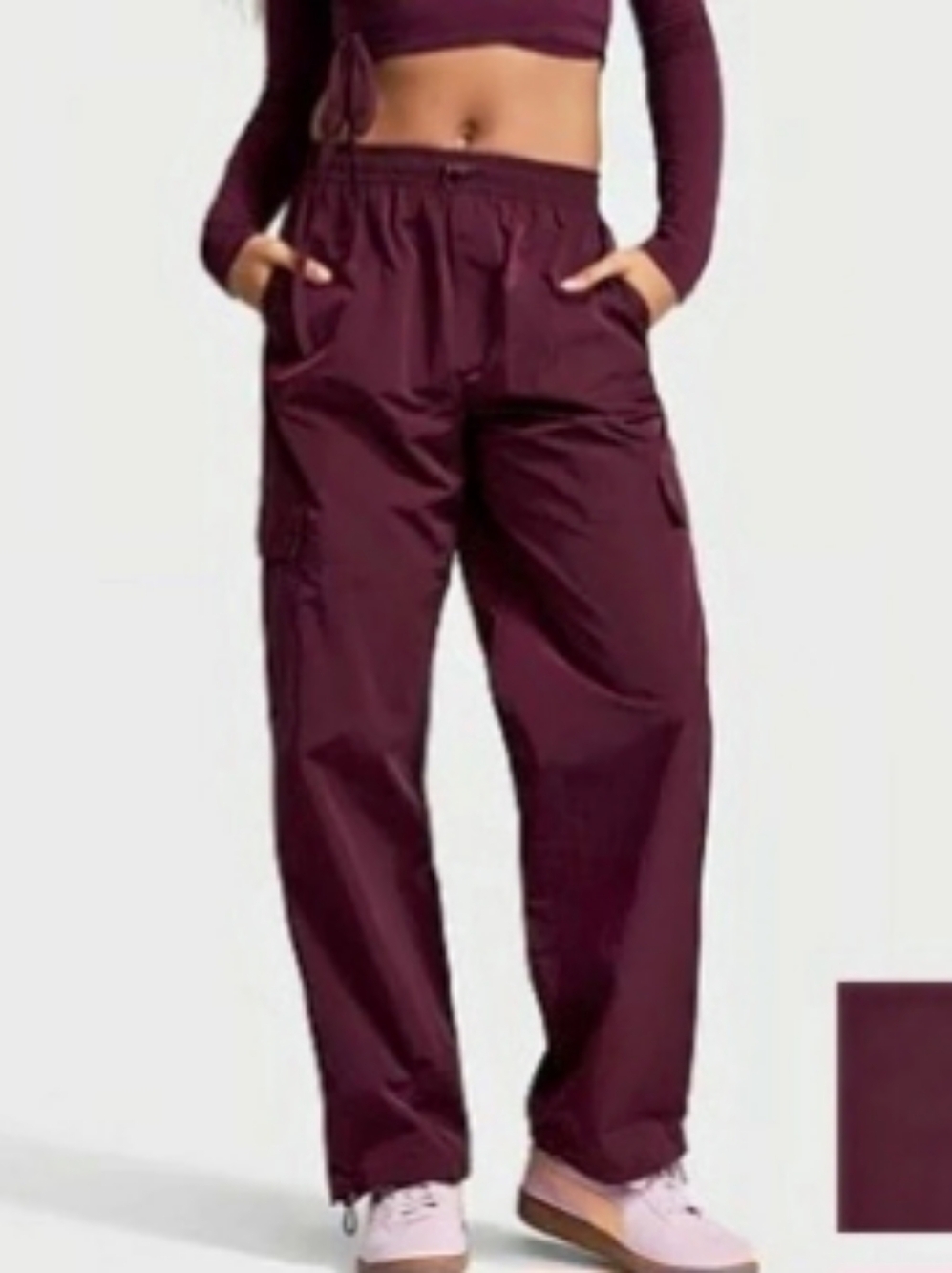 PINK Victoria's Secret Satin Parachute Cargo Pants